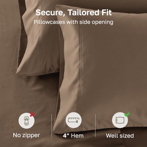 California Design Den 600 TC Set of 2 King Pillow Case, Mocha