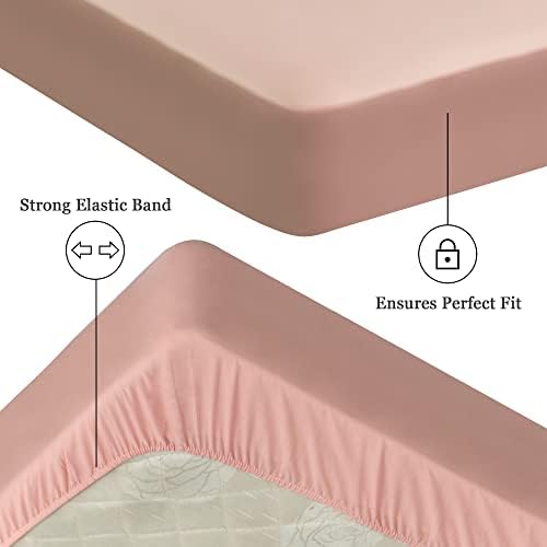 Sufdari Waterproof Mattress Protector, Mattress Cover Twin Size for Bed,18" Deep Pocket Fitted Sheet Style Mattress Protector with Elastic Rubber Band-Light Pink,Twin