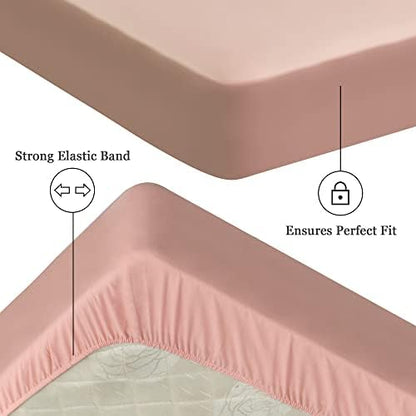 Sufdari Waterproof Mattress Protector, Mattress Cover Twin Size for Bed,18" Deep Pocket Fitted Sheet Style Mattress Protector with Elastic Rubber Band-Light Pink,Twin