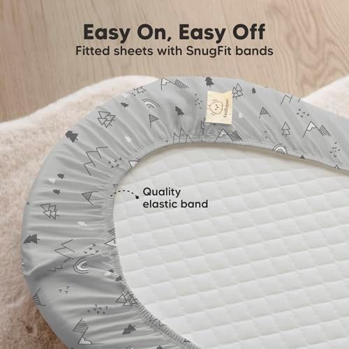 2pk Organic Baby Bassinet Sheets Boys, Girls, Fitted Sheet (Woodland)