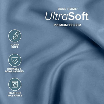 Bare Home Bed-in-A-Bag 7 Piece Comforter & Sheet Set - Queen - Goose Down Alternative - Ultra-Soft 1800 Premium - Bedding Set (Queen, Coronet Blue/Coronet Blue)
