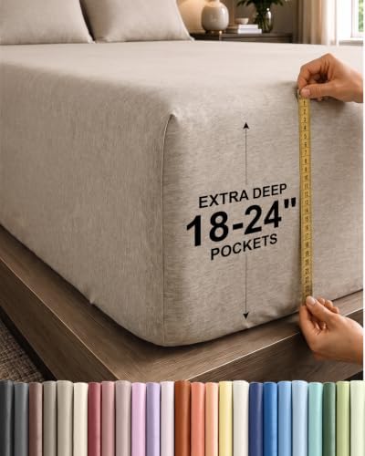 CGK Linens Extra Deep Full Fitted Sheet Only - Heathered Beige