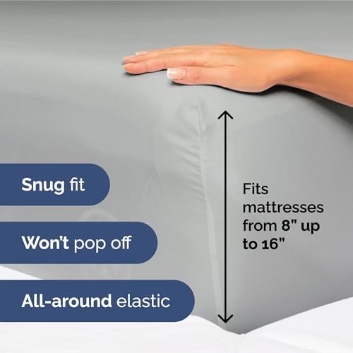 King Size 4 Piece Sheet Set - Soft & Cooling Bed Sheets - Light Slate Grey