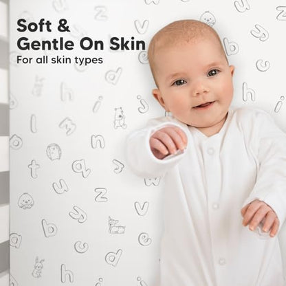 KeaBabies 2pk Organic Cotton Crib Sheets for Boys Girls 52x28, ABC Land Sky