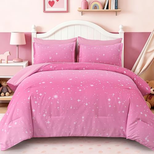 Dinjoy Girls Comforter Set 7 Pieces, Queen Size Colorful Ombre Rainbow Bedding Set, Bed in A Bag for Kid Teen Girls (1 Comforter, 1 Flat Sheet, 1 Fitted Sheet, 2 Pillow Shams, 2 Pillowcases)