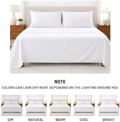 SGI bedding 100% Egyptian Cotton Sheets Twin Size – Cooling Sheets, Soft Breathable White Bedding, Luxury Bedding, Luxury Hotel Sheet Set, Deep Pocket 18", 4 Piece Set