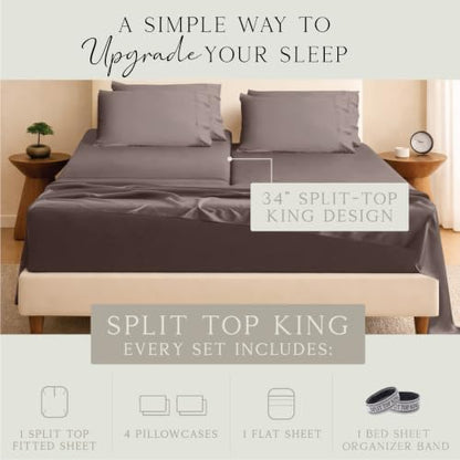KARISSA MAE 6 Piece Luxury Bamboo Viscose 34" Split Top King Size Sheet Set