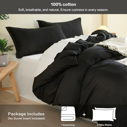 SAPHREAS Duvet Cover Set Full Size 100% Organic Cotton Pirate Black, 3 Pcs Soft Bedding Comforter Cover with Zipper Closure & Corner Ties, Comforter Not Included