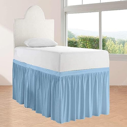 Twin XL 42" Inch Drop Long Dorm Bed Skirt, Ruffled Pattern College Dorm Room Bed Skirts, Split Corner, Easy Care, No Wrinkle Microfiber Bed Skirt