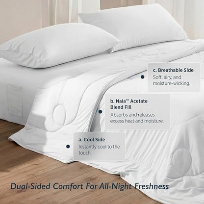 Breescape Cooling Comforter Blanket - BlendTek Q-Max>0.46 Tech, Cooling Blanket for Hot Sleepers & Night Sweats Relief, Breathable Lightweight Summer Bedding, Queen 96x96 Inches, Snow White