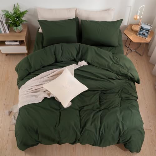 NEXHOME PRO Duvet Cover Queen Size, 3 Pieces Cotton Bedding Cover Set