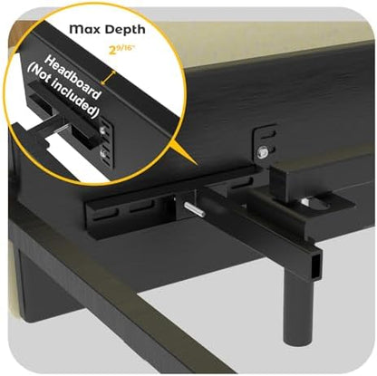 Headboard Brackets for Metal Bed Frame, Universal Adjustable Brackets for Headboard with Footboard Extension Kit Fit Twin Full Queen King, Matte Black 2 Packs