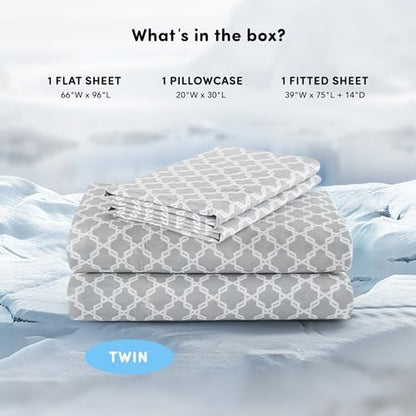 Comfort Spaces Coolmax Moisture Wicking Sheet Set Soft, Fade Resistant, All Elastic Deep Pocket Fits Up to 16" Mattress - Warm Weather Cooling Sheets for Night Sweats, Twin, Charcoal, 3 Piece