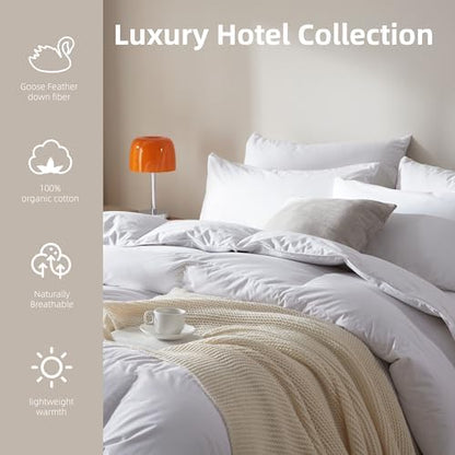Goose Feather Down Comforter Queen,100% Organic Cotton Duvet Insert