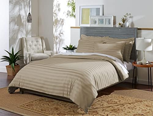 King Duvet Cover by Pure Bamboo, 3 Piece Set, Genuine 100% Organic Viscose Derived from Bamboo, Luxuriously Soft and Cooling, 2 Pillowcases (King, Jacquard Sand)