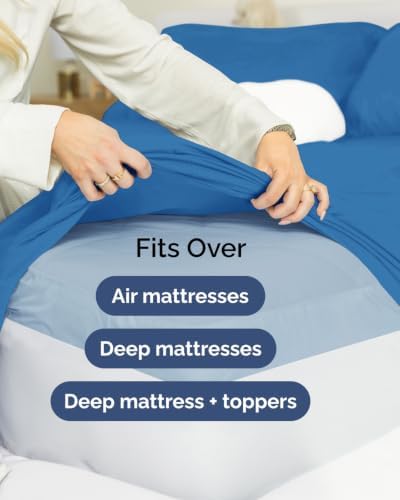 Extra Deep Flex Top Split Head King Sheet Set - 6pc Sheets - Royal Blue