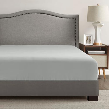 Comfort Spaces Coolmax Moisture Wicking Fitted Sheet ONLY Super Soft, Fade Resistant, All Elastic Deep Pocket Fits Up to 16" Mattress - Warm Weather Cooling Sheets for Night Sweats, Twin XL, Grey