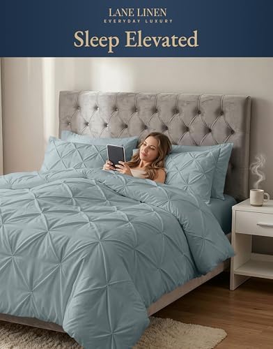 LANE LINEN California King Comforter Set, 7 Pc Bed in a Bag - French Blue