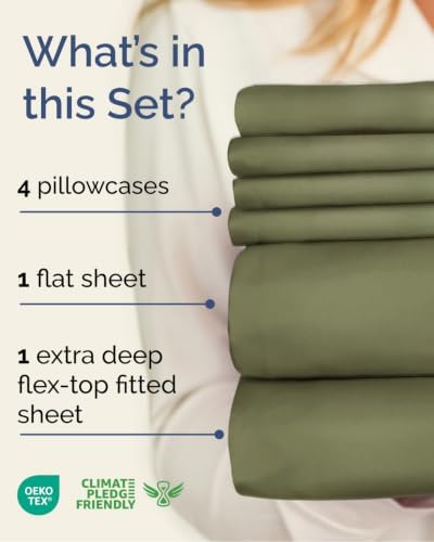 Flex Top Split Head King 6 Piece Sheet Set - Soft & Cooling - Sage Green