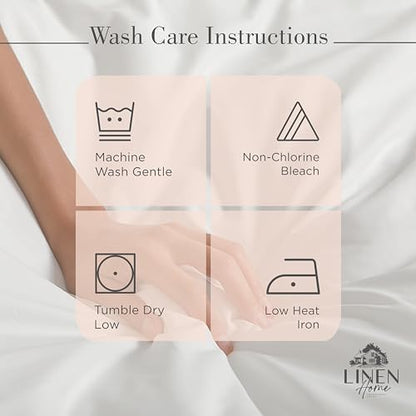 Linen Home 100% Cotton Percale Cal King Sheets 4Pc Cooling, Tropical Peach