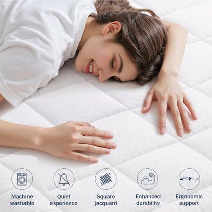 OLANLY California King Quilted Fitted Mattress Pad, 72" x 84", White