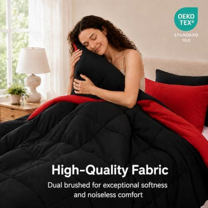 Anluoer Queen Comforter Set 7 Piece, Soft Bed in a Bag Queen Bedding Sets