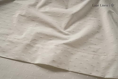 LANE LINEN King Size Bed Sheets Sateen Weave - Ivory Swiss Dot