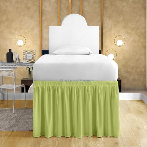 Mattress-Homes Ruffled Dorm Bed Skirt, Twin XL, 36-Inch Drop, Tailored with Split Corners, Sage Dust Ruffle for Lofted College Beds, Twin Extra Long Dorm Bedding Essential