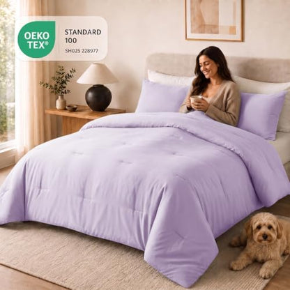 CozyLux Twin Comforter Set, 2 Pieces Down Alternative Bedding, Lavender