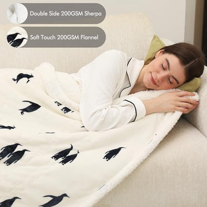 Electric Throw Blanket, Heated Throw Blanket Flannel Sherpa 50"x60"
