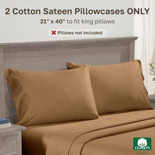 California Design Den 600 TC Set of 2 King Pillowcases, Honey Caramel