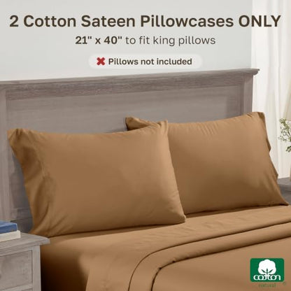 California Design Den 600 TC Set of 2 King Pillowcases, Honey Caramel