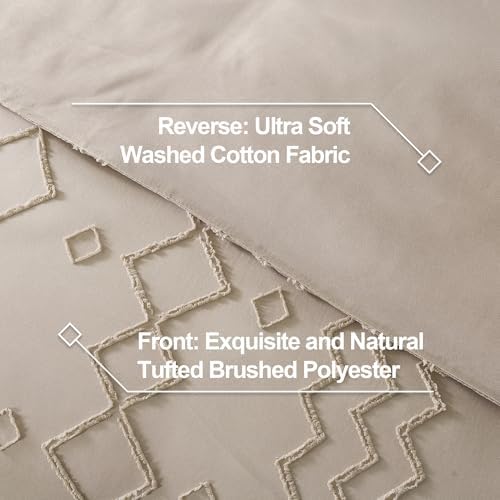 Andency Twin Comforter Khaki, 2 Pieces Tufted Geometric Bedding