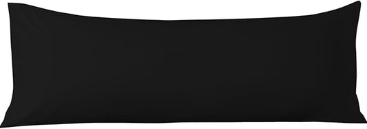 Comfort Beddings Body Pillowcase, 100% Organic Cotton 600 Thread Count Sateen, Soft Cooling Black, 1-Pack, Hidden Zipper Closure, Hotel Quality, Fade & Shrink Resistant, 20 x 48 Inches
