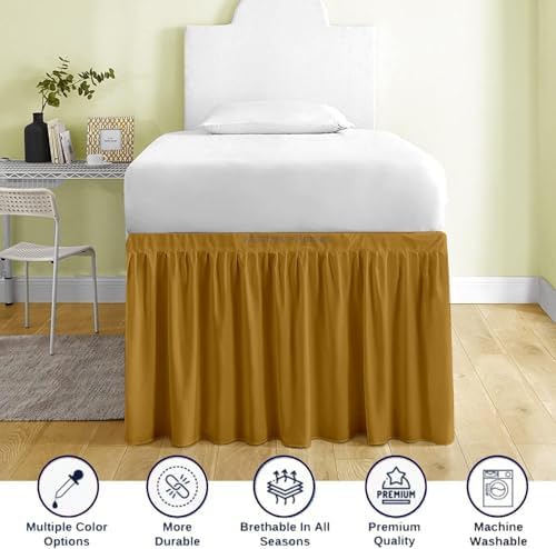 Mattress-Homes Ruffled Dorm Bed Skirt, Twin XL, 38-Inch Drop, Tailored with Split Corners, Taupe Dust Ruffle for Lofted College Beds, Twin Extra Long Dorm Bedding Essential