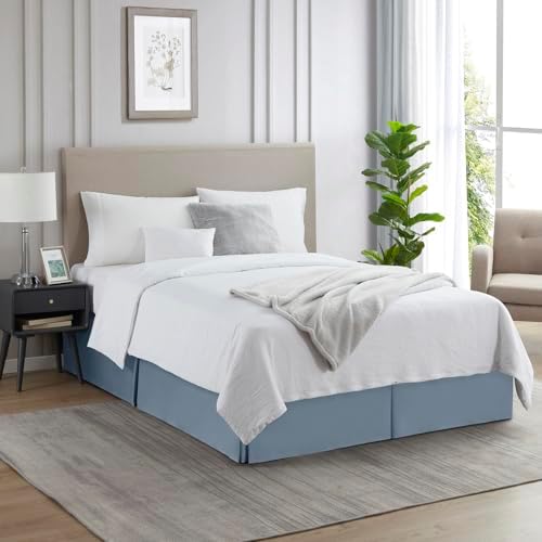 Nestl Stone Blue Twin XL Bed Skirt - Twin XL Size Bed Skirt 14 Inch Drop - Brushed Microfiber Bed Skirts - Hotel Quality Pleated Bed Skirt - Shrinkage & Fade Resistant