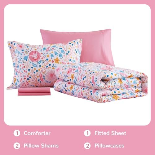 Viviland Kids Full Bedding Sets, Girls Comforter, Floral