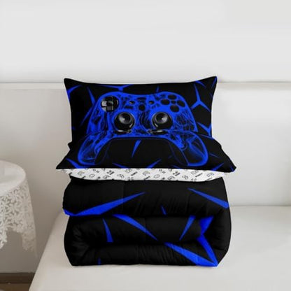 Feelyou Gamer Bedding Set Gamepad Comforter Set for Kids Boys Girls Teens