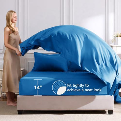 CozyLux Oversized King Comforter Set 120"x98", 7 Piece, Royal Blue