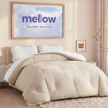 Mellow Marshmellow Comforter, Oeko-TEX Fabric (Sand, Full/Queen)