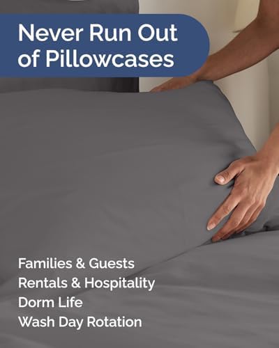 King Standard Pillow Cases Set of 10 - Soft Pillowcase Covers - Dark Grey