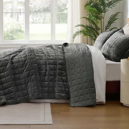 BEDELITE Velvet Quilt Set King Size, Luxury Velvet Comforter Bedding