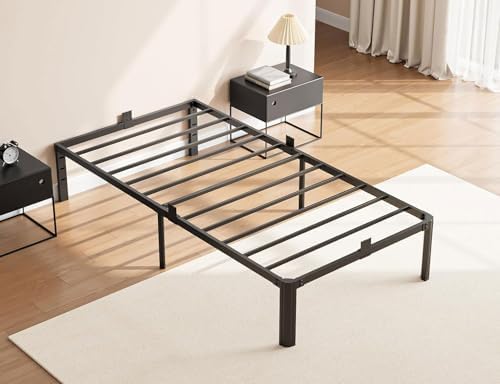 Twin Metal Bed Frame 14 Inch, Heavy Duty Platform, No Box Spring Needed