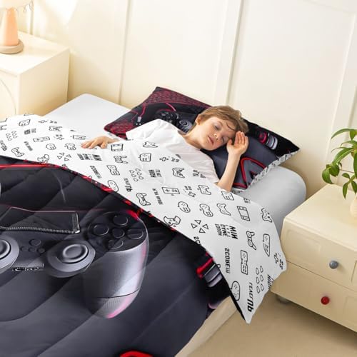 Feelyou Gamer Comforter Set Twin Size Gaming Bedding Set for Kids Boys