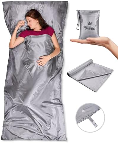 The Friendly Swede Sleeping Bag Liner, Adult Sleep Sack for Hotels, 3 Sizes