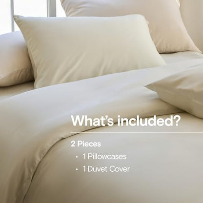 DOZ Duvet Cover Set, 100% Viscose derived from Bamboo, Organically Grown, Buttery Soft, Cooling Duvet Covers, High GSM, 1 Duvet Cover and 1 Pillowcase, 70"x90" (Ivory, Twin/Twin XL)