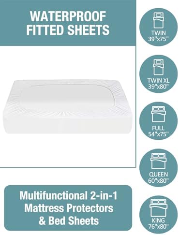 Bedecor Twin XL Split King Waterproof Mattress Protector Fits 9-18" Depth