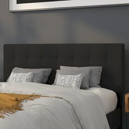 Flash Furniture Queen Tufted Fabric Headboard, Black
