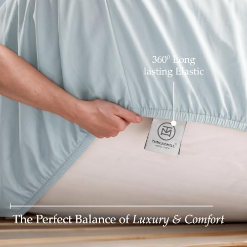 Threadmill 600 Thread Count Cotton Full Sheet Set, Sateen, Blue, 4-Piece