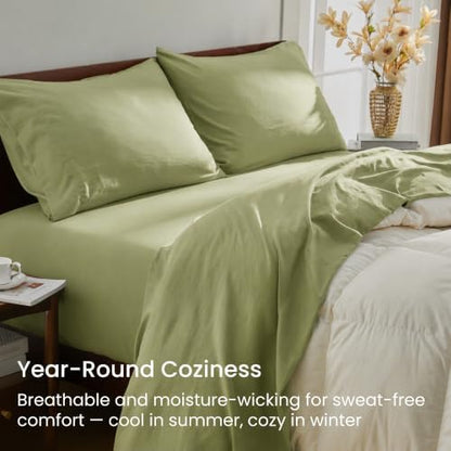 GOKOTTA 3 Piece Twin XL Sheet Set - Soft, Breathable & Cozy - Olive Green